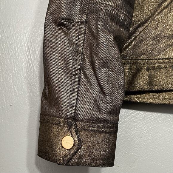 LRL Ralph Lauren Denim Jacket Size Large Black Gold Metallic Grunge Indie Sleaze - Picture 6 of 12